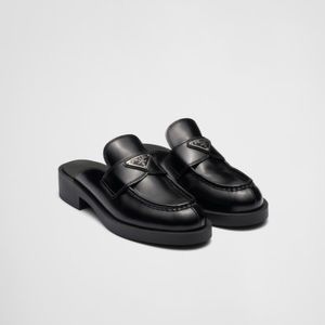 Prada - brushed leather mules